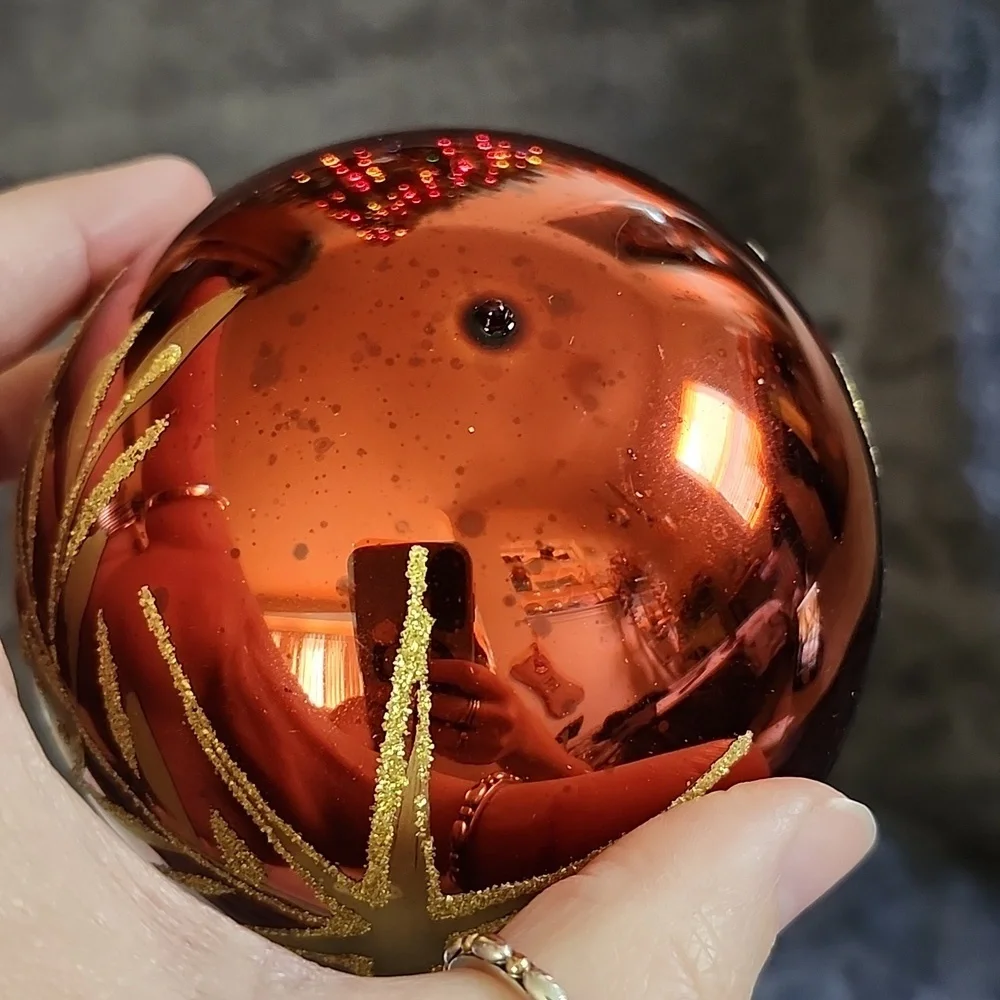 Bronners Christmas Ornament Glass Bulb Copper Gold Colorway Star Candle